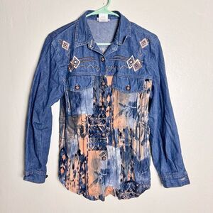 Saint Germain Vintage Denim Southwestern Buttondown Shirt